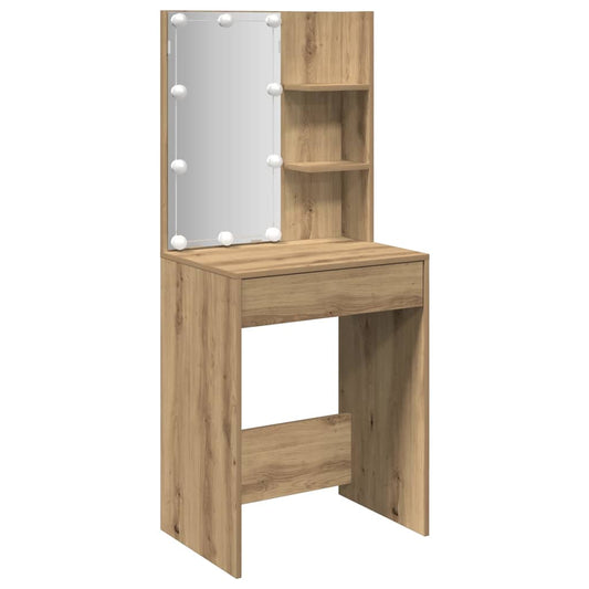 Schminktisch mit LED-Leuchten Artisan-Eiche 60x40x140 cm