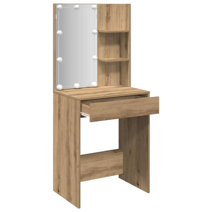 Schminktisch mit LED-Leuchten Artisan-Eiche 60x40x140 cm