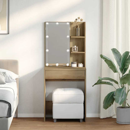 Schminktisch mit LED-Leuchten Artisan-Eiche 60x40x140 cm