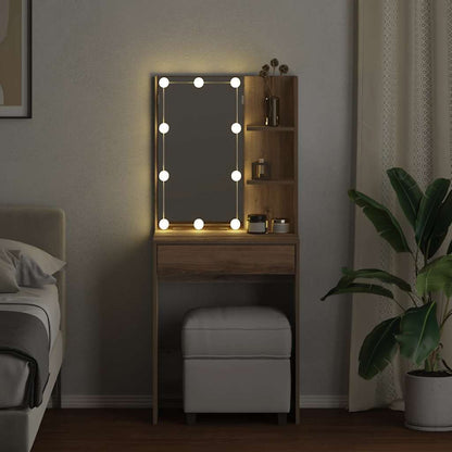 Schminktisch mit LED-Leuchten Artisan-Eiche 60x40x140 cm
