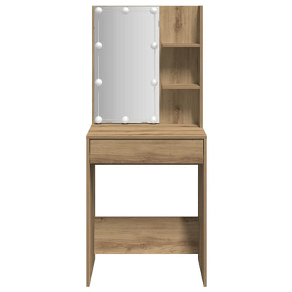 Schminktisch mit LED-Leuchten Artisan-Eiche 60x40x140 cm