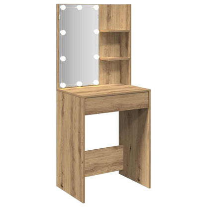 Schminktisch mit LED-Leuchten Artisan-Eiche 60x40x140 cm