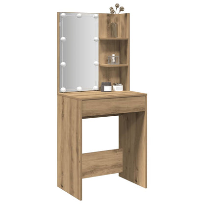 Schminktisch mit LED-Leuchten Artisan-Eiche 60x40x140 cm