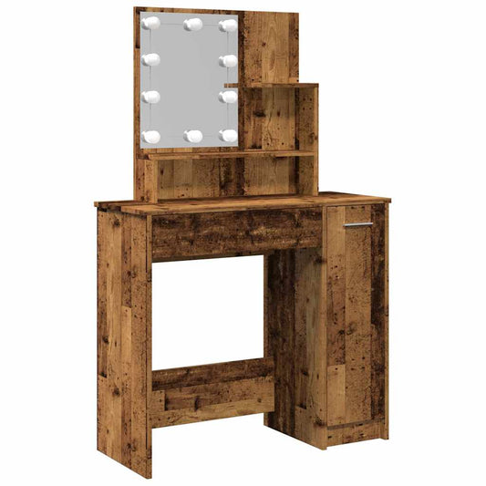 Schminktisch mit LED Altholz-Optik 86,5x35x136 cm