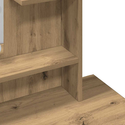 Schminktisch mit LED-Leuchten Artisan-Eiche 86,5x35x136 cm