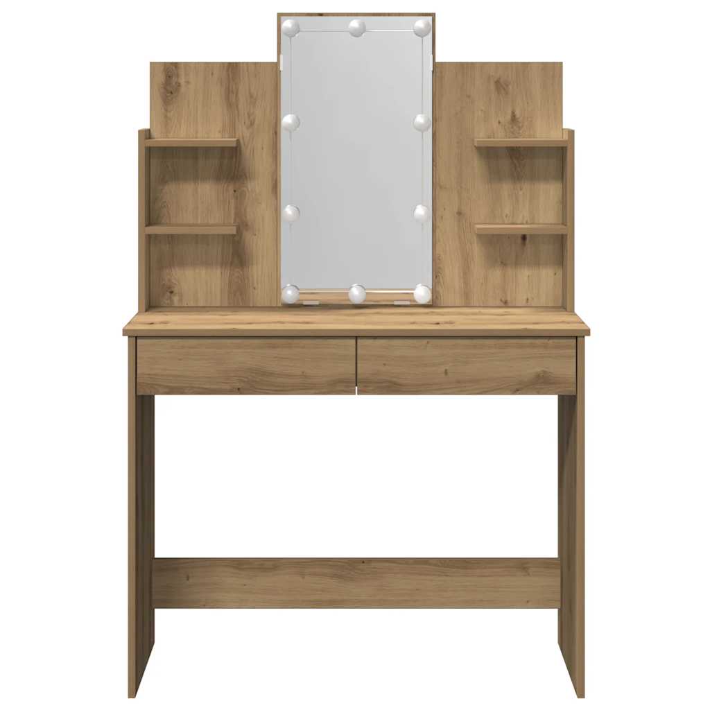 Schminktisch mit LED-Leuchten Artisan-Eiche 96x40x142 cm