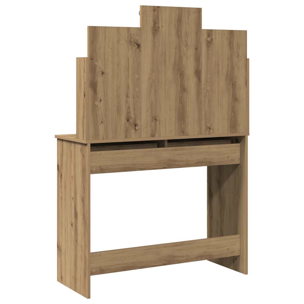 Schminktisch mit LED-Leuchten Artisan-Eiche 96x40x142 cm