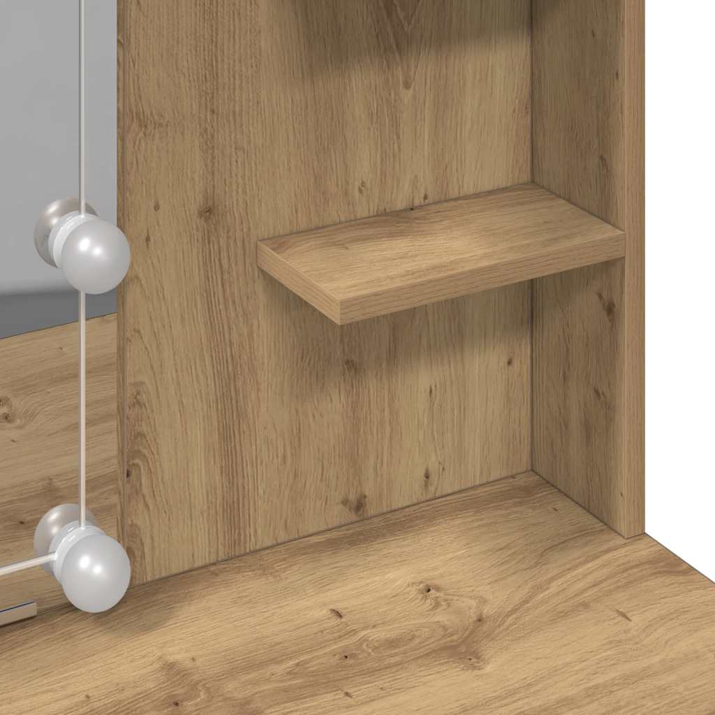 Schminktisch mit LED-Leuchten Artisan-Eiche 96x40x142 cm