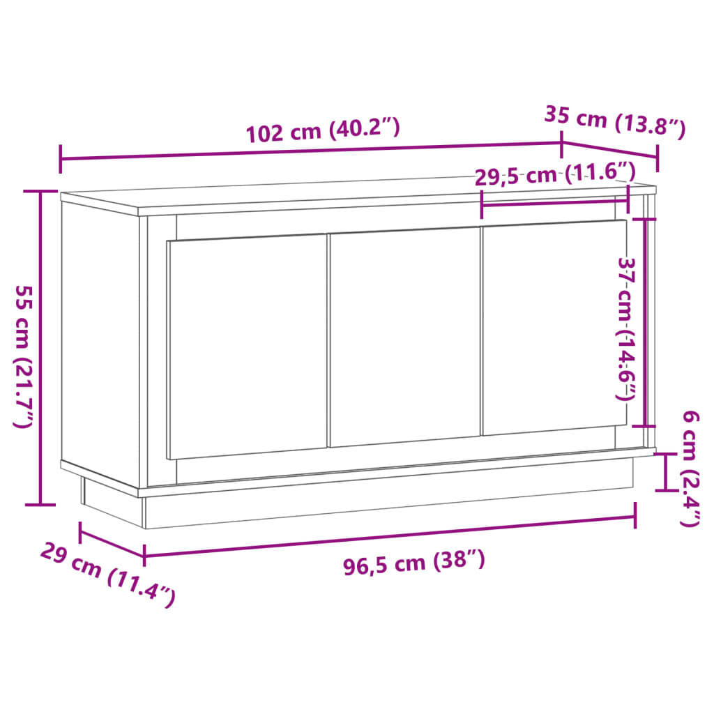 Sideboard Altholz-Optik 102x35x55 cm Holzwerkstoff