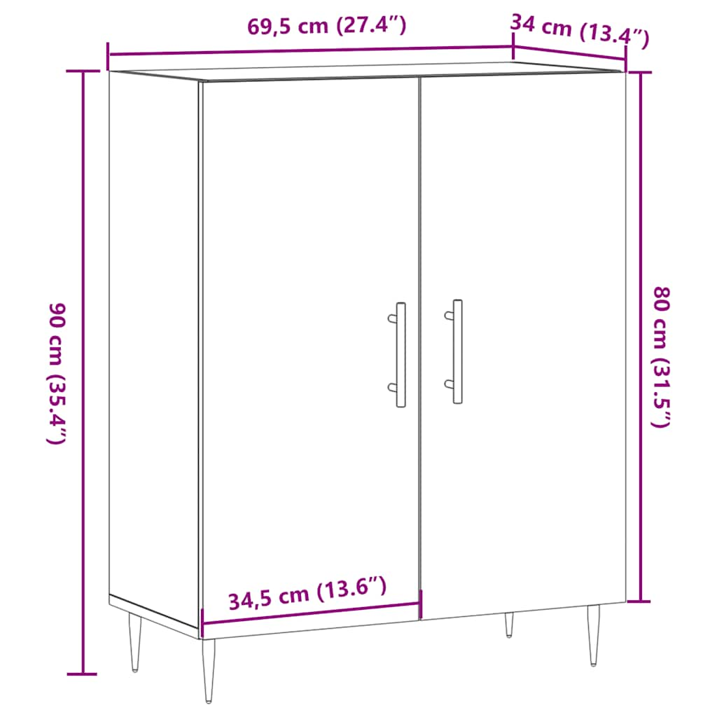 Sideboard Artisan-Eiche 69,5x34x90 cm Holzwerkstoff