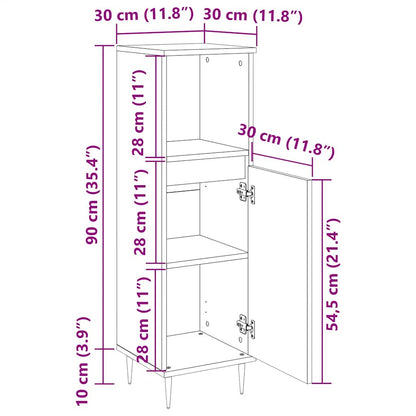 Badschrank Betongrau 30x30x100 cm Holzwerkstoff