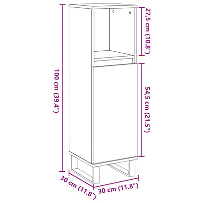 Badschrank Betongrau 30x30x100 cm Holzwerkstoff
