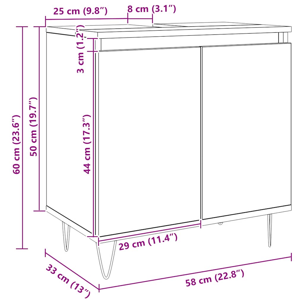 Badschrank Artisan-Eiche 58x33x60 cm Holzwerkstoff