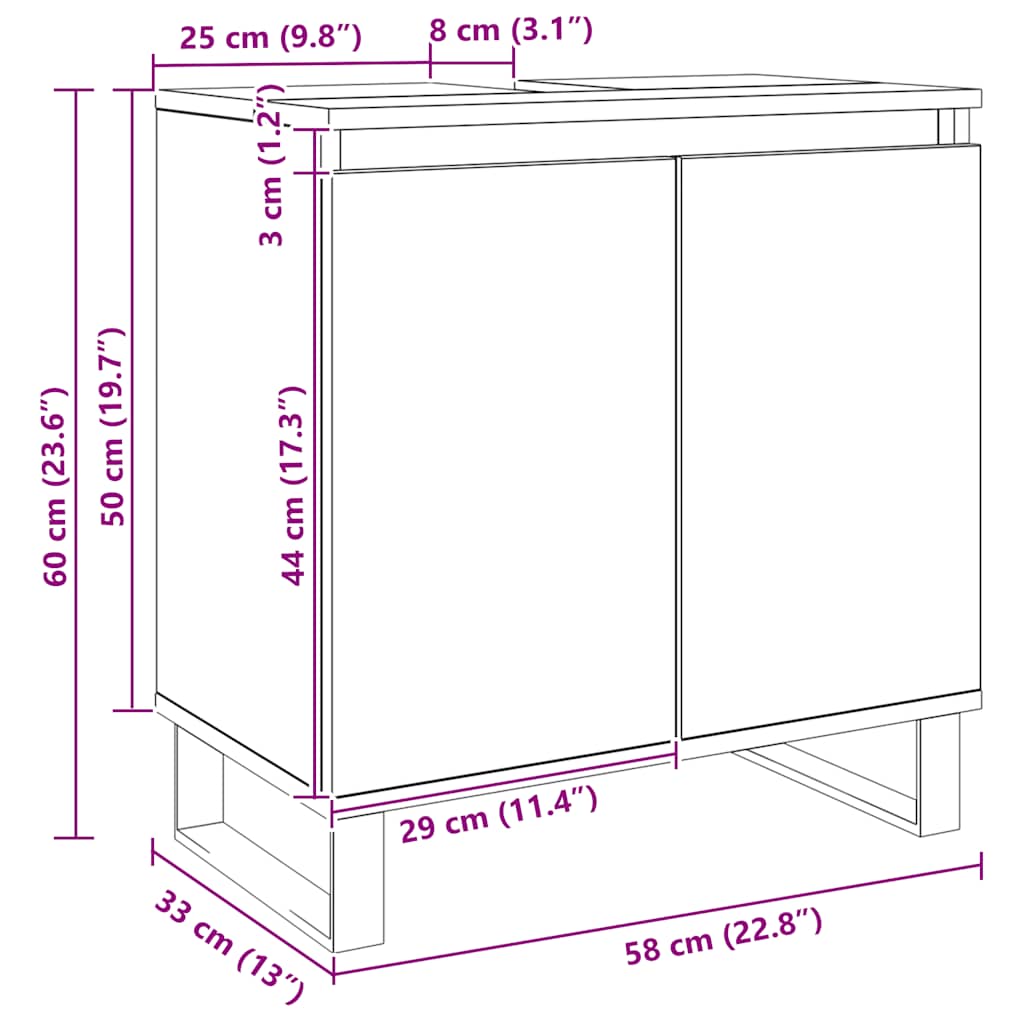 Badschrank Artisan-Eiche 58x33x60 cm Holzwerkstoff