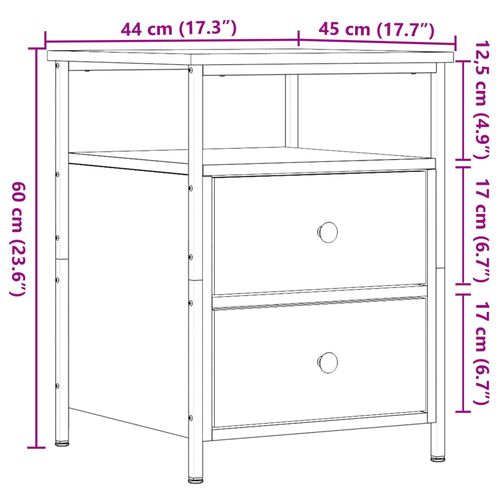 Nachttisch Artisan-Eiche 44x45x60 cm Holzwerkstoff