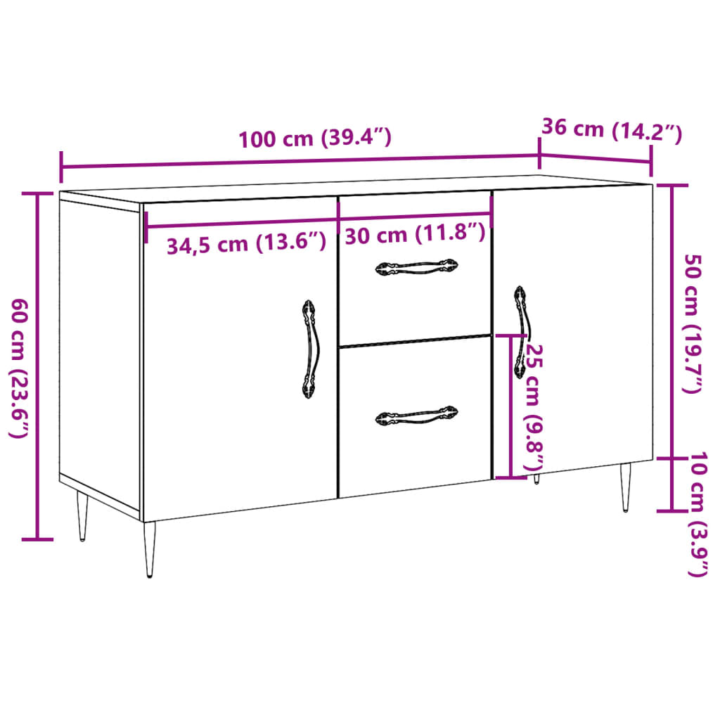 Sideboard Altholz-Optik 100x36x60 cm Holzwerkstoff