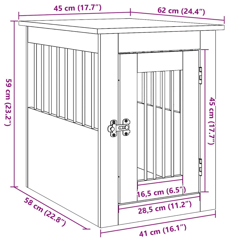 Hundekäfig im Möbelstil Altholz-Optik 45x62x59 cm Holzwerkstoff