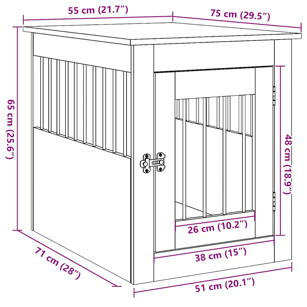 Hundekäfig im Möbelstil Altholz-Optik 55x75x65 cm Holzwerkstoff