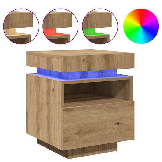 Nachttische mit LED-Leuchten 2 Stk. Artisan-Eiche 40x39x48,5 cm
