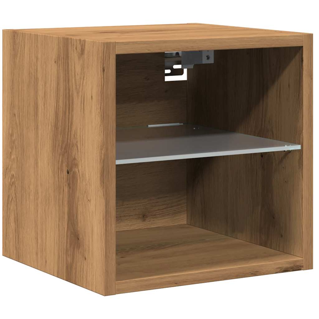 TV-Wandschrank mit LED-Leuchten Artisan-Eiche 30x28,5x30cm