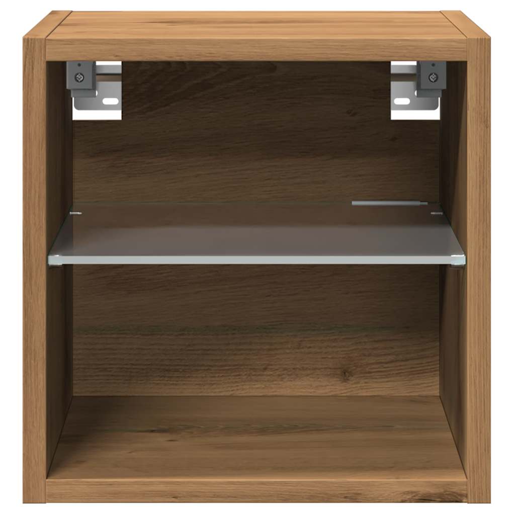 TV-Wandschrank mit LED-Leuchten Artisan-Eiche 30x28,5x30cm