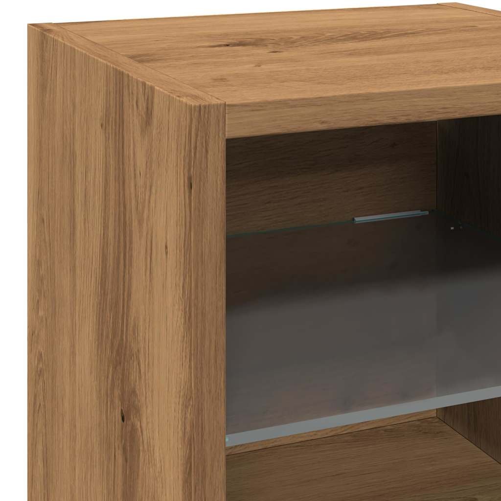 TV-Wandschrank mit LED-Leuchten Artisan-Eiche 30x28,5x30cm