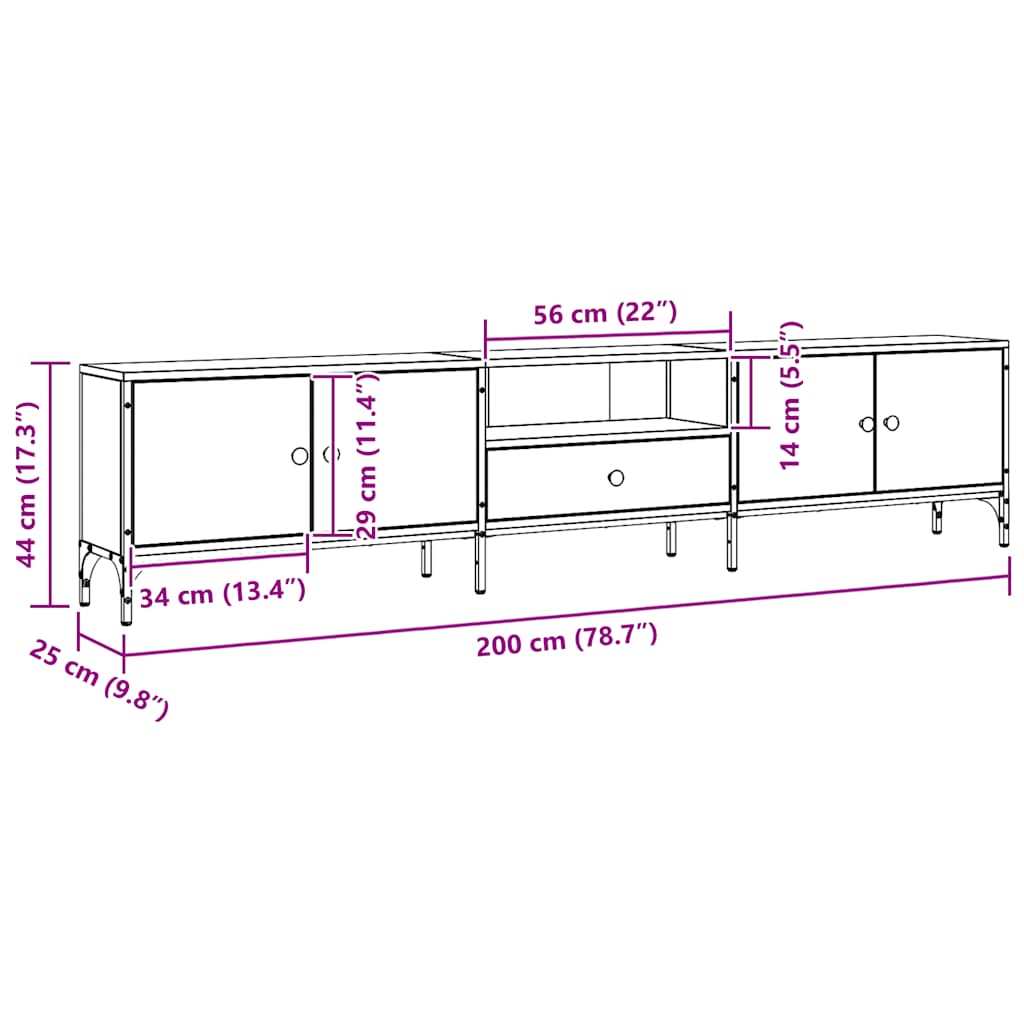 TV-Schrank mit Schublade Artisan-Eiche 200x25x44 cm