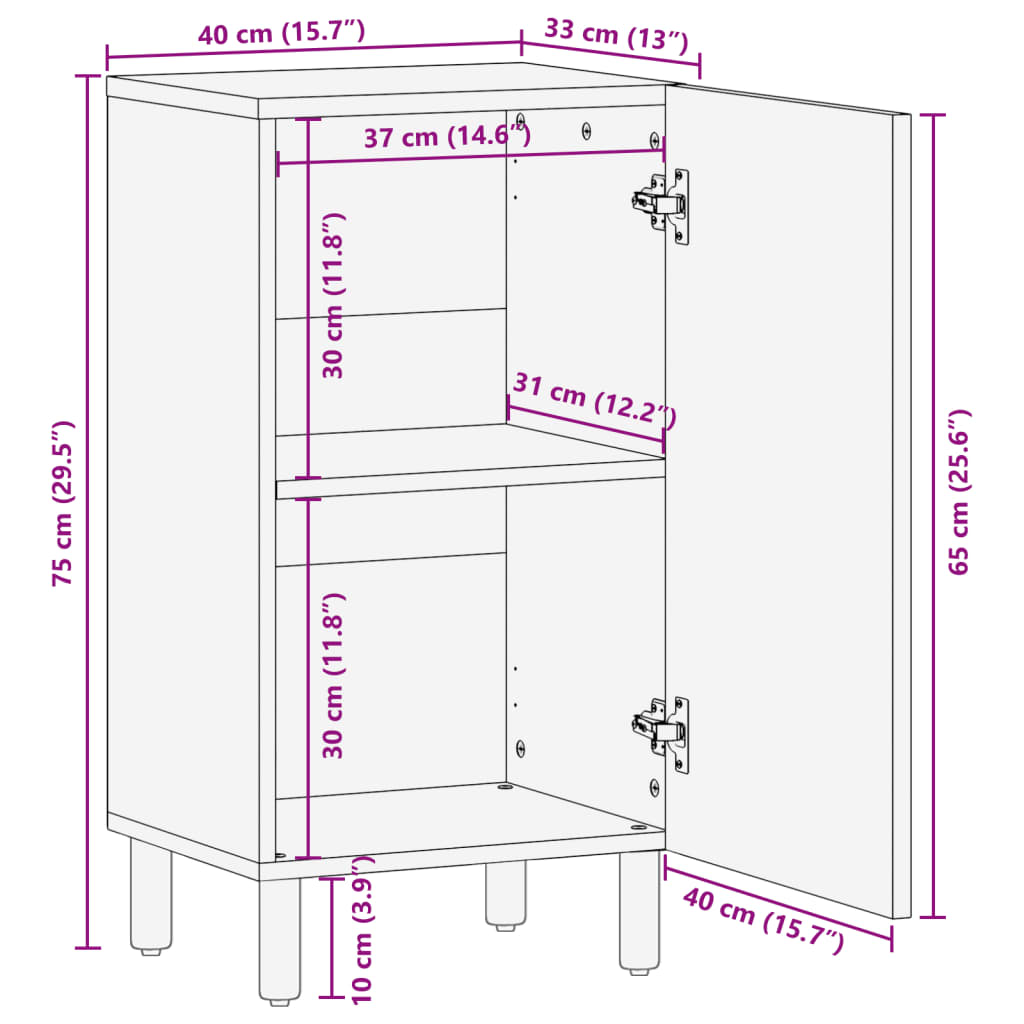 Sideboard Schwarz 40x33x75 cm Holzwerkstoff