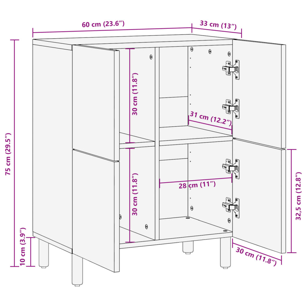 Sideboard Schwarz 60x33x75 cm Holzwerkstoff