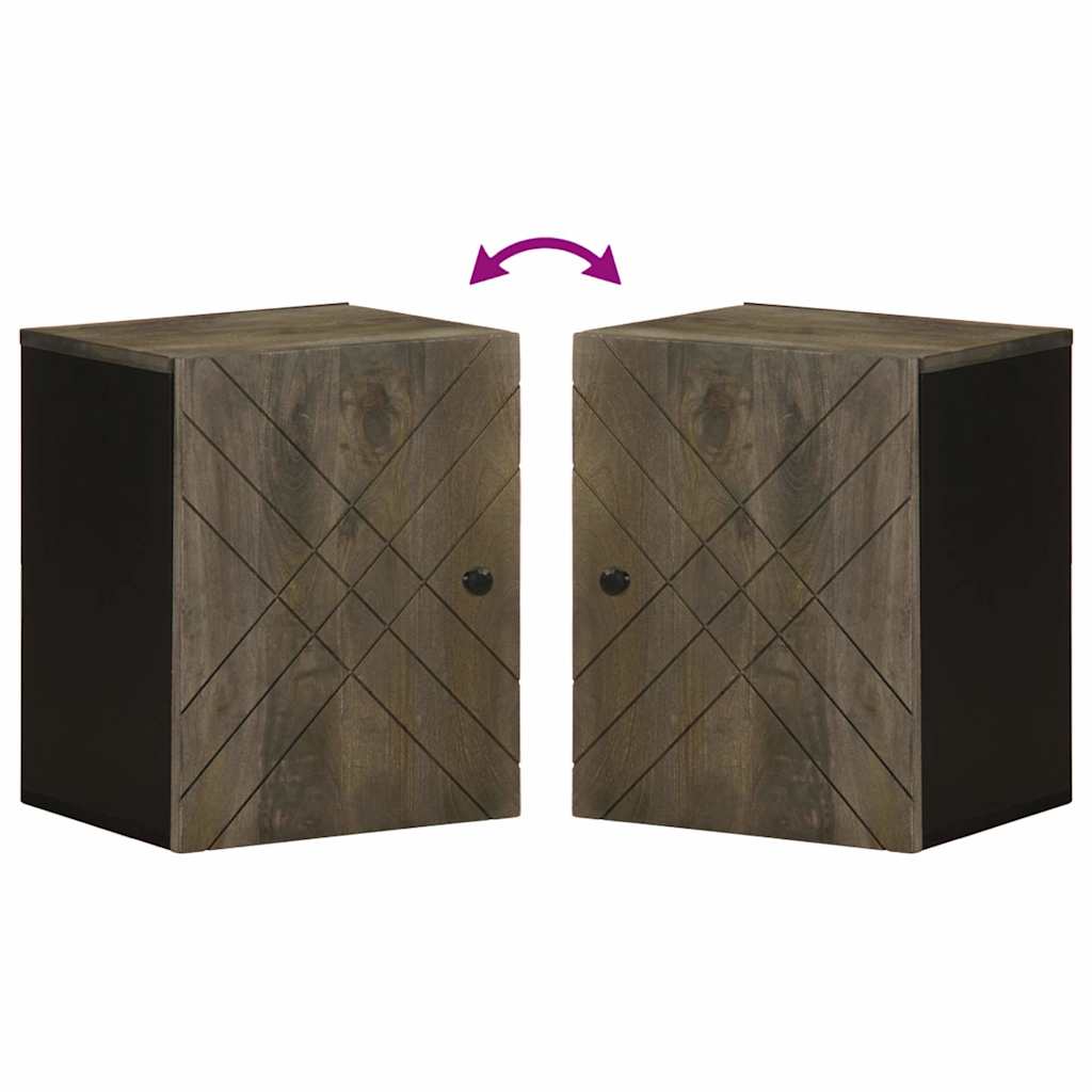 Bad-Wandschrank Schwarz 38x33x48 cm Massivholz Mango