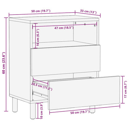 Nachttisch Braun 50x33x60 cm Massivholz Mango