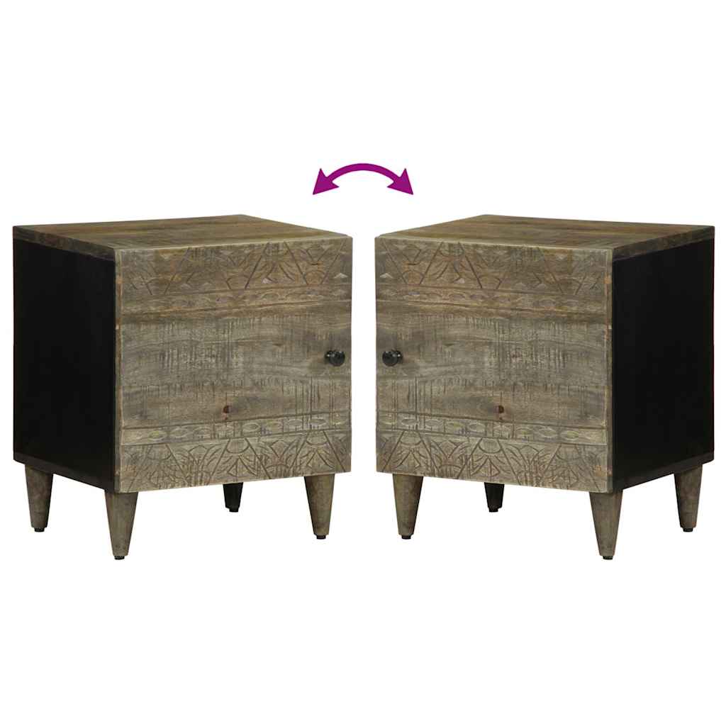 Nachttisch Hellgrau 40x33x46 cm Massivholz Mango