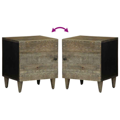 Nachttisch Hellgrau 40x33x46 cm Massivholz Mango