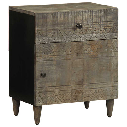 Nachttisch Hellgrau 50x33x60 cm Massivholz Mango