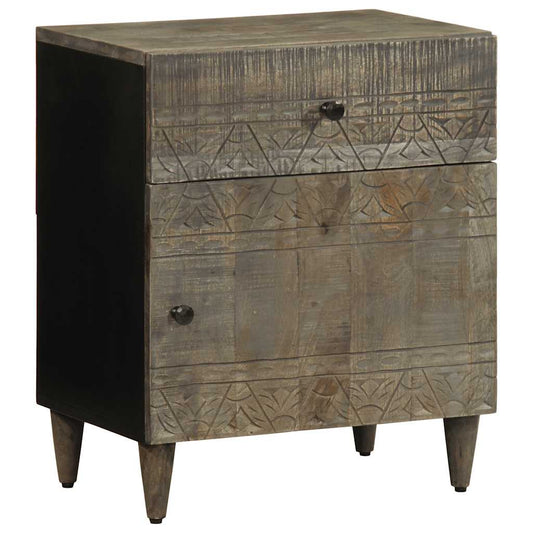 Nachttisch Hellgrau 50x33x60 cm Massivholz Mango