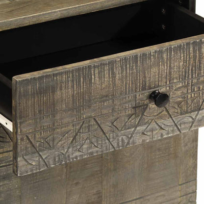 Nachttisch Hellgrau 50x33x60 cm Massivholz Mango