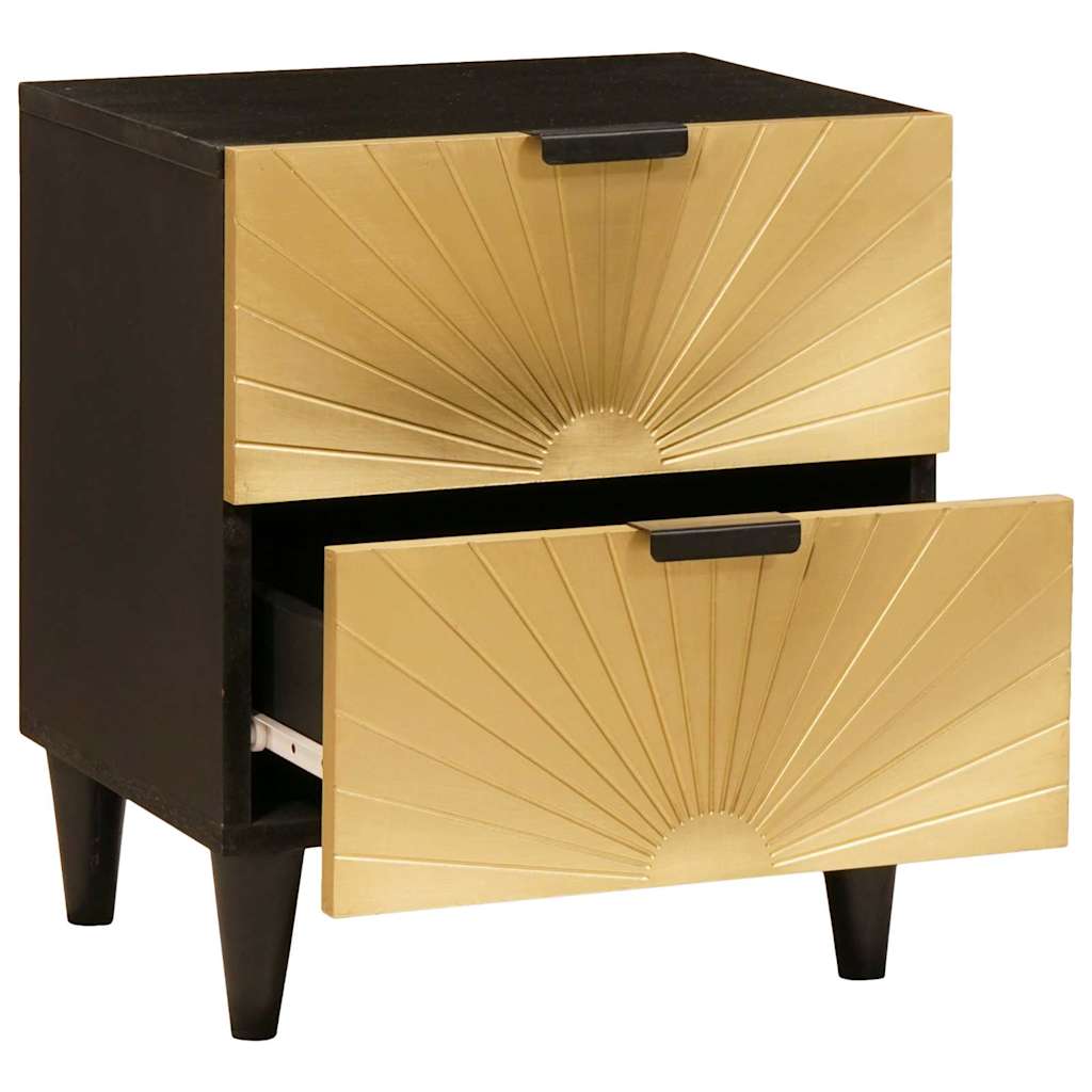 Nachttisch mit Schubladen Schwarz und Gold 40 x 33.5 x 46 cm