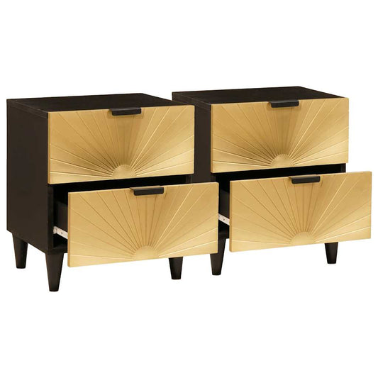 Nachttisch 2 pcs Schwarz und Gold 40 x 33.5 x 46 cm