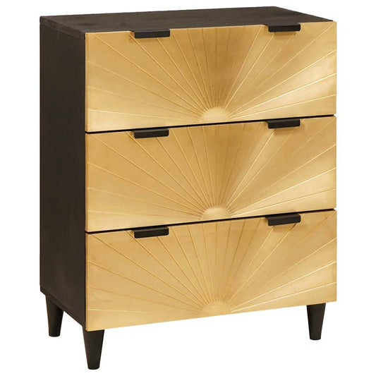 Sideboard Schwarz und Gold 60 x 33 x 75 cm massives Mangoholz