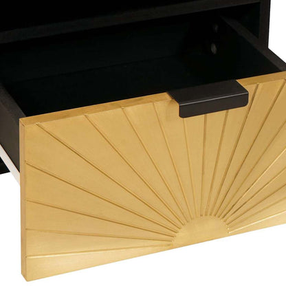 Nachttisch Schwarz und Gold 40 x 33 x 46 cm massives Mangoholz