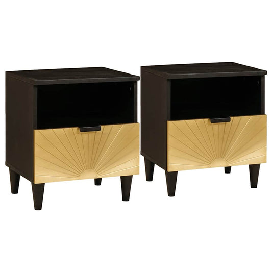 Nachttisch 2 pcs Schwarz und Gold 40 x 33 x 46 cm