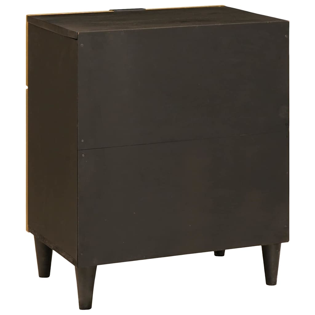 Nachttisch Schwarz und Gold 50 x 33 x 60 cm massives Mangoholz