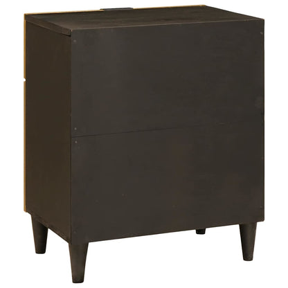 Nachttisch Schwarz und Gold 50 x 33 x 60 cm massives Mangoholz