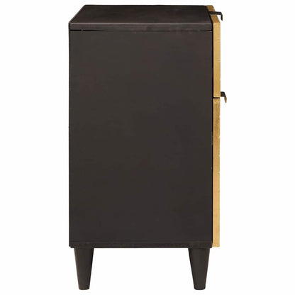 Nachttisch Schwarz und Gold 50 x 33 x 60 cm massives Mangoholz