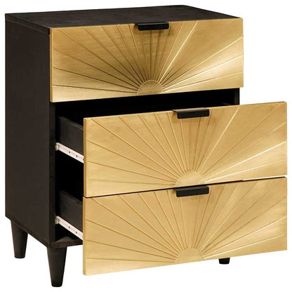 Nachttisch mit Schubladen Schwarz und Gold 50 x 33 x 60 cm