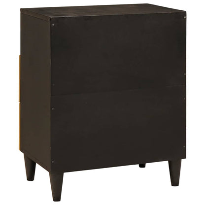 Nachttisch Schwarz und Gold 50 x 33 x 60 cm massives Mangoholz