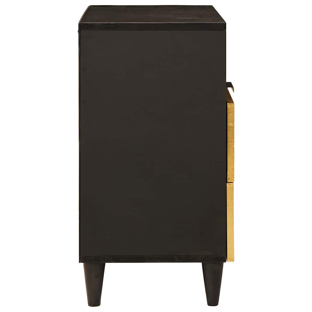Nachttisch Schwarz und Gold 50 x 33 x 60 cm massives Mangoholz