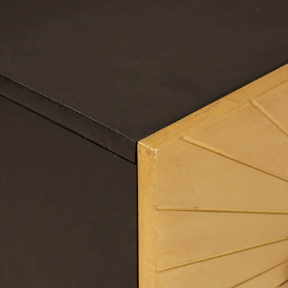 Nachttisch Schwarz und Gold 50 x 33 x 60 cm massives Mangoholz