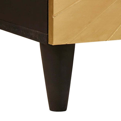 Nachttisch Schwarz und Gold 50 x 33 x 60 cm massives Mangoholz
