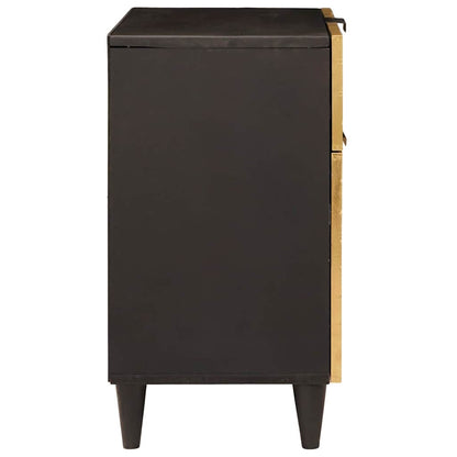Nachttisch Schwarz und Gold 50 x 33 x 60 cm massives Mangoholz